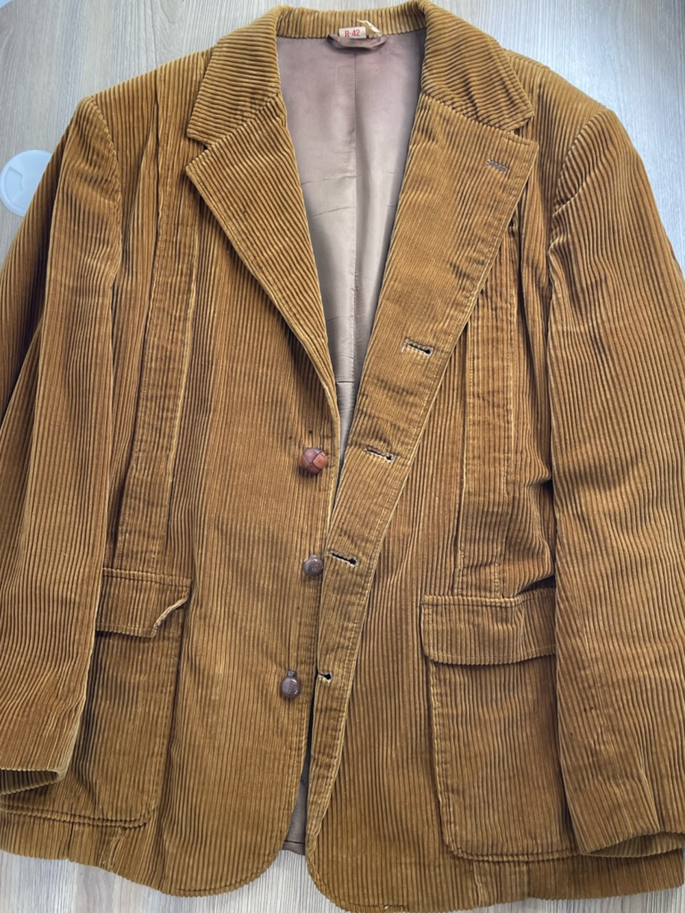 Vintage 70s Wide Wale Corduroy Blazer Men's 42R Brown Japan Made Sport Coat - Picture 4 of 7